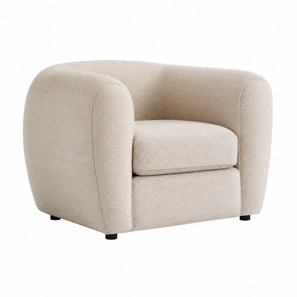Poltrona in tessuto bouclé beige 80x80x70 cm