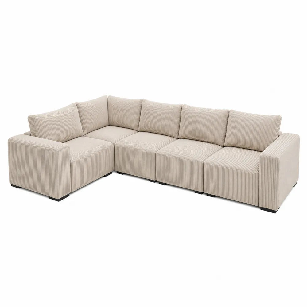 Divano modulare angolare in velluto a coste beige
