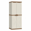 Armadio alto doppio ante in plastica beige e marrone 170x65x45 cm