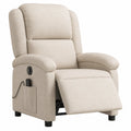 Poltrona reclinabile in tessuto beige con tasca laterale