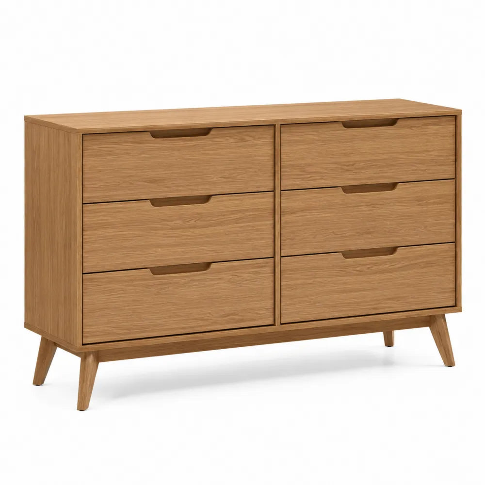 Cassettiera in Legno con 6 Cassetti Rovere