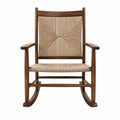 Sedia a dondolo in legno e corda beige
