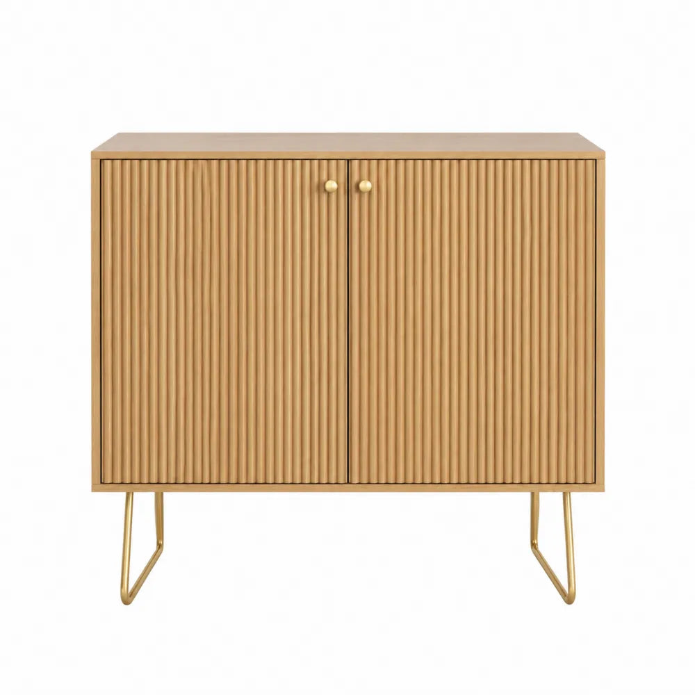 Credenza in legno massello con gambe in metallo dorato 80x35x75 cm