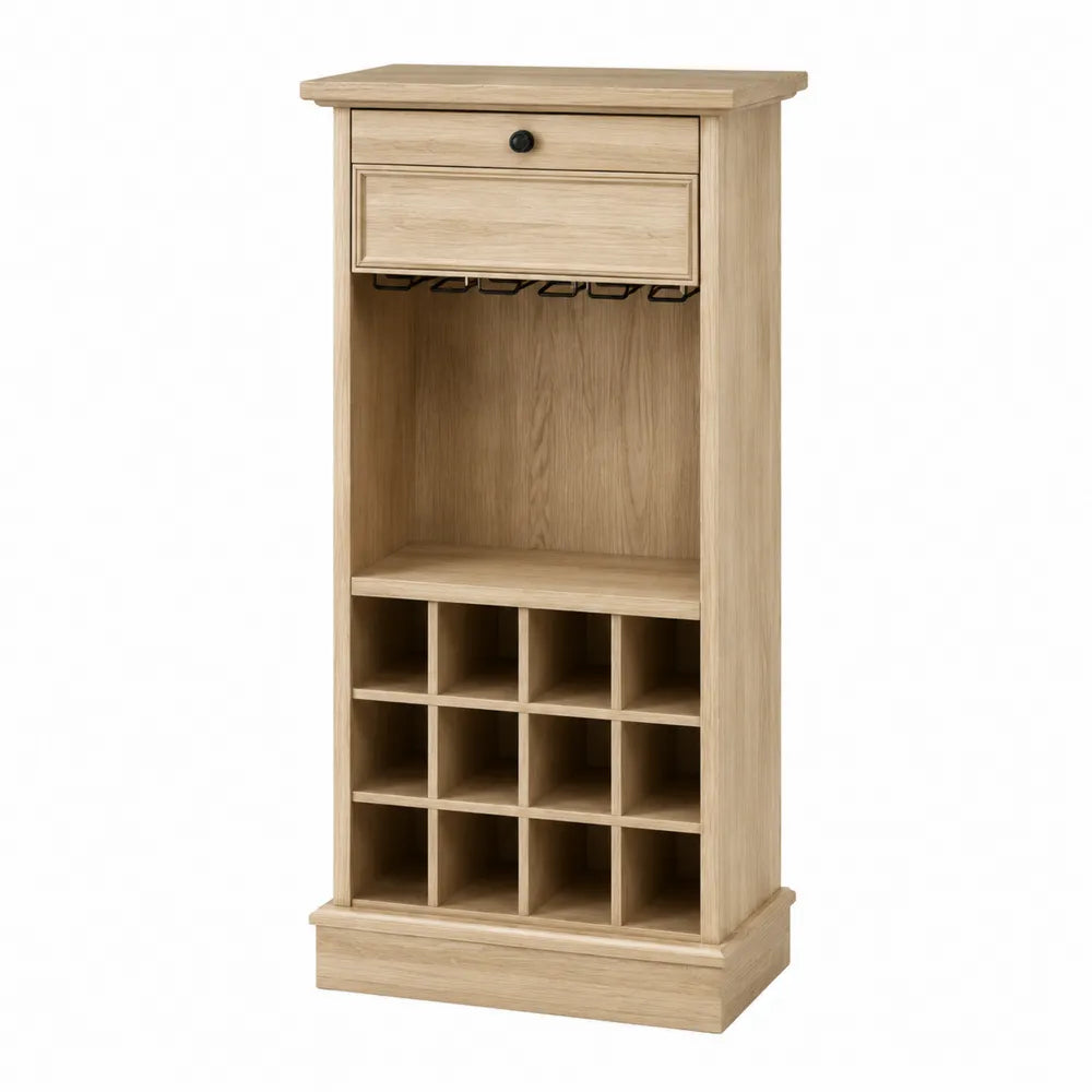 Mobile Porta Vino in Legno di Quercia con Cassetto