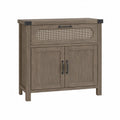 Credenza in Legno con Dettaglio Rattan Mattone 80x35x90 cm