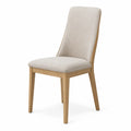 Sedia da pranzo in legno e tessuto misto beige