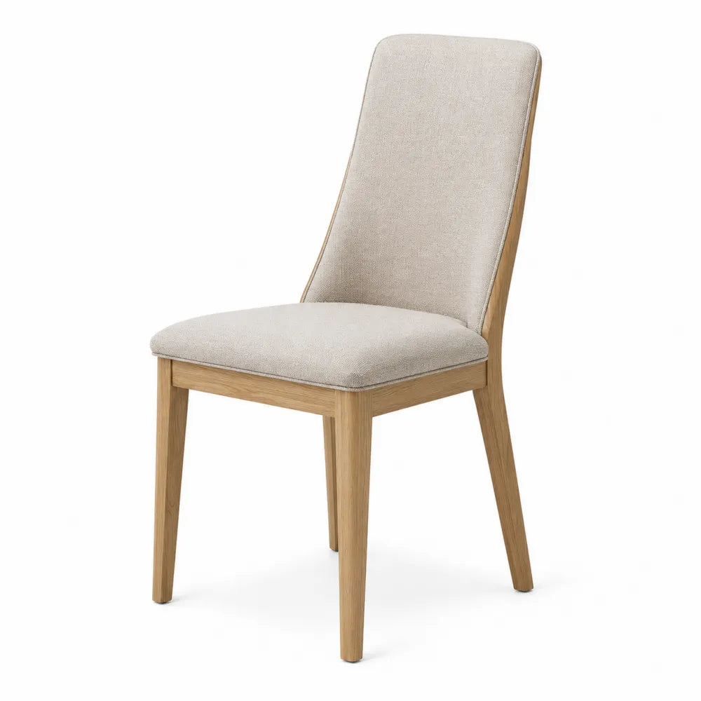 Sedia da pranzo in legno e tessuto misto beige