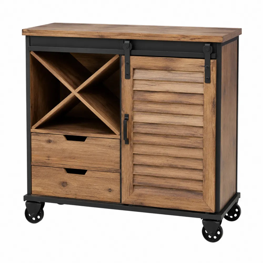Credenza in Legno e Metallo con Ruote