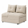 Divano modulare in tessuto di cotone beige con cuscini