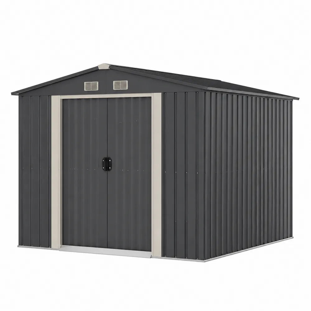 Capanno da giardino in acciaio zincato 213x127x185 cm grigio scuro