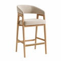 Sgabello da Bar in Legno e Tessuto Beige