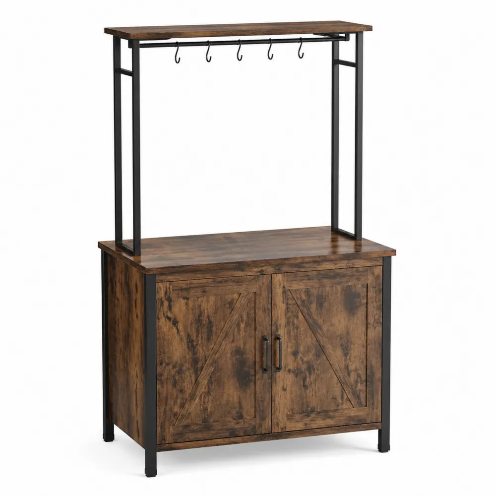 Credenza in Legno e Metallo con Ganci Marrone 80x40x160 cm