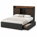 Letto matrimoniale in tessuto e legno con contenitore e cassetti 160x200 cm