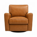 Poltrona girevole in ecopelle marrone chiaro