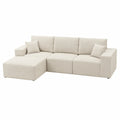 Divano angolare in tessuto poliestere con chaise longue beige