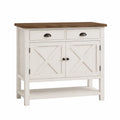 Credenza in legno bianco con 2 cassetti e 2 ante, 100x40x90 cm