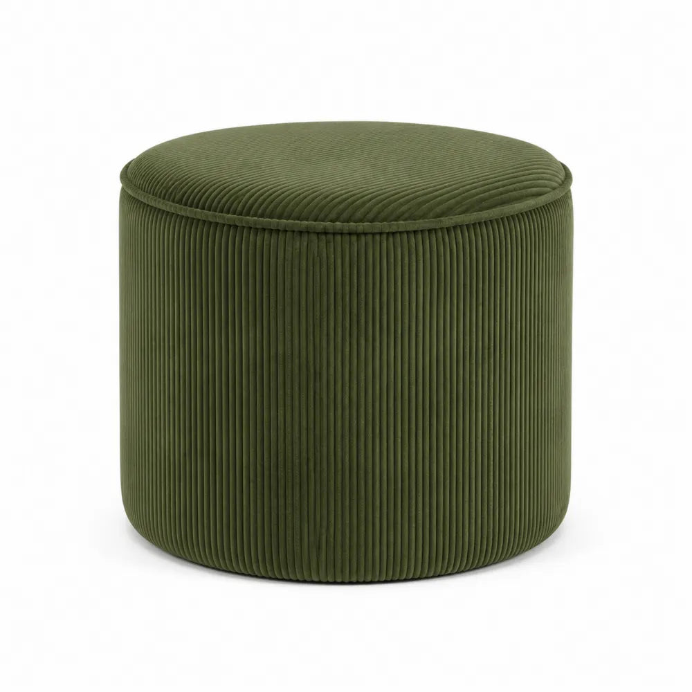 Poggiapiedi rotondo in velluto verde
