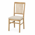 Sedia da pranzo in legno di quercia con seduta in poliestere beige