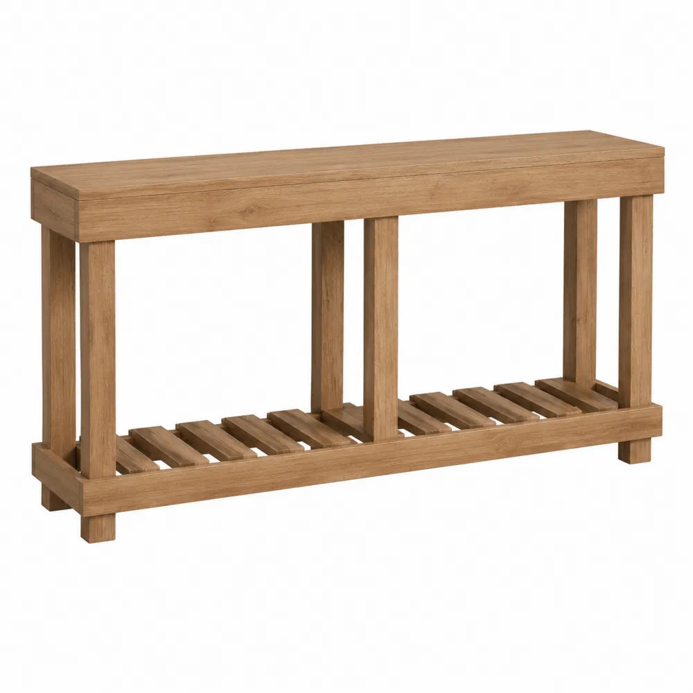 Consolle in legno di quercia con ripiano basso