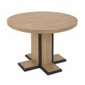Tavolo da pranzo rotondo in legno con inserti in metallo Ø120 cm