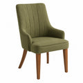 Sedia in tessuto verde oliva con gambe in legno