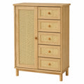 Armadio in legno e rattan con 5 cassetti 110x75x40 cm