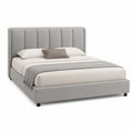 Letto matrimoniale in tessuto grigio con testiera imbottita, 200x160 cm