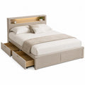 Letto matrimoniale in legno con cassetti e illuminazione LED 200x160 cm