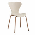 Sedia in plastica con gambe in metallo, crema e bronzo