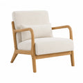 Poltrona con struttura in legno e tessuto bianco