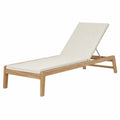 Lettino prendisole in legno teak con cuscino in poliestere crema