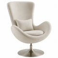 Poltrona girevole in tessuto beige con base in metallo