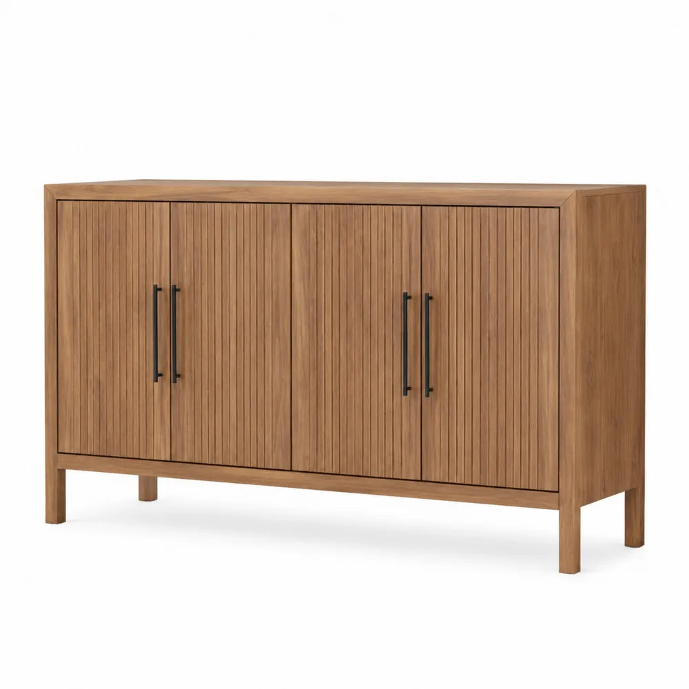 Credenza in Legno con Maniglie in Metallo Nero