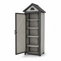 Armadio da Giardino in Plastica e PVC Grigio/Nero 181x70x50 cm