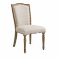 Sedia da pranzo in legno con seduta in tessuto di poliestere beige