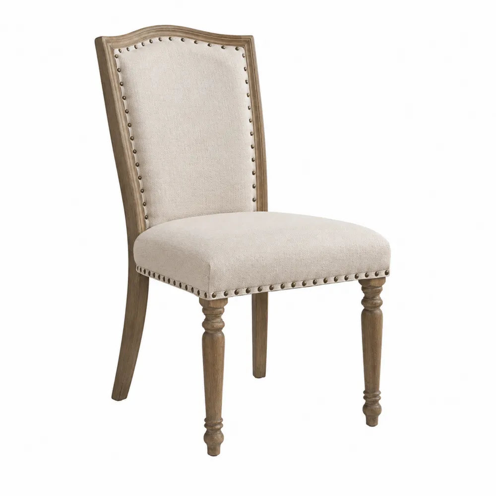 Sedia da pranzo in legno con seduta in tessuto di poliestere beige