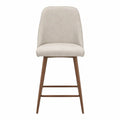 Sgabello da bar in tessuto beige con gambe in legno