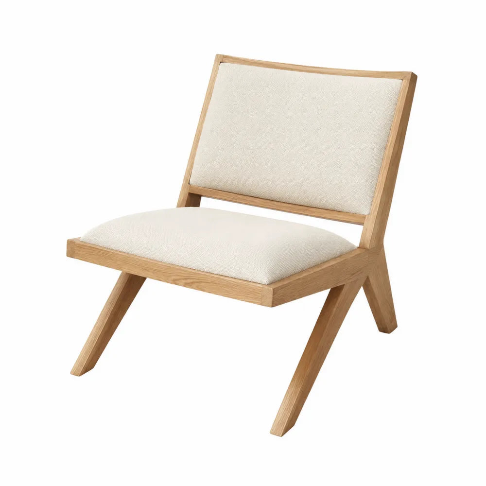 Sedia in Legno massello con Rivestimento in Cotone Bianco
