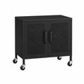 Armadio in metallo nero con ante perforate e ruote 90x45x75 cm