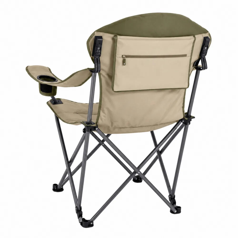Sedia pieghevole da esterno in acciaio e poliestere beige e verde
