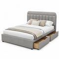 Letto matrimoniale in tessuto grigio con cassetti 200x160 cm