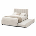 Letto in tessuto con contenitore estraibile beige