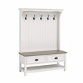 Appendiabiti con Panca e Cassetti in Legno Bianco e Grigio Chiaro