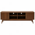 Mobile TV in legno massello noce con ante scanalate 140x40x50 cm