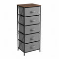 Cassettiera con 5 cassetti in tessuto grigio e struttura in metallo nero