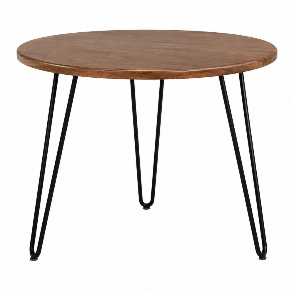 Tavolo rotondo in legno di acacia e metallo nero