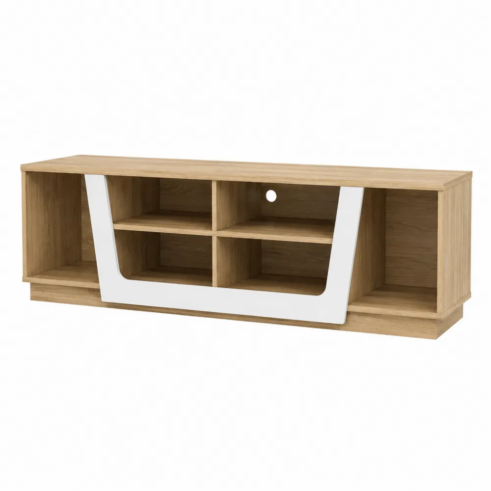 Mobile TV in Legno MDF Rovere e Bianco con Ripiani 120x40x35 cm