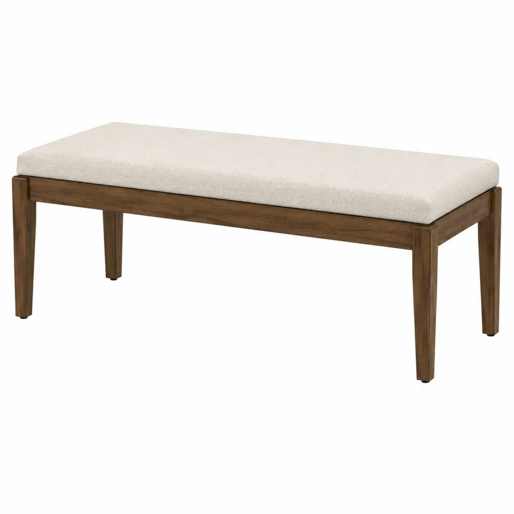 Panca in legno e tessuto poliestere beige