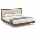 Letto matrimoniale in legno di noce e poliestere beige 200x160 cm