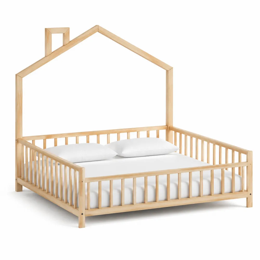 Letto in legno di pino a forma di casetta 200x160 cm
